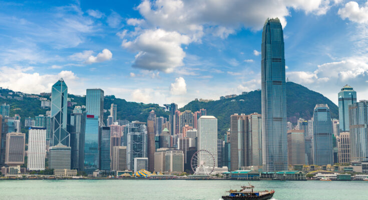 Victoria harbour in hong kong, china